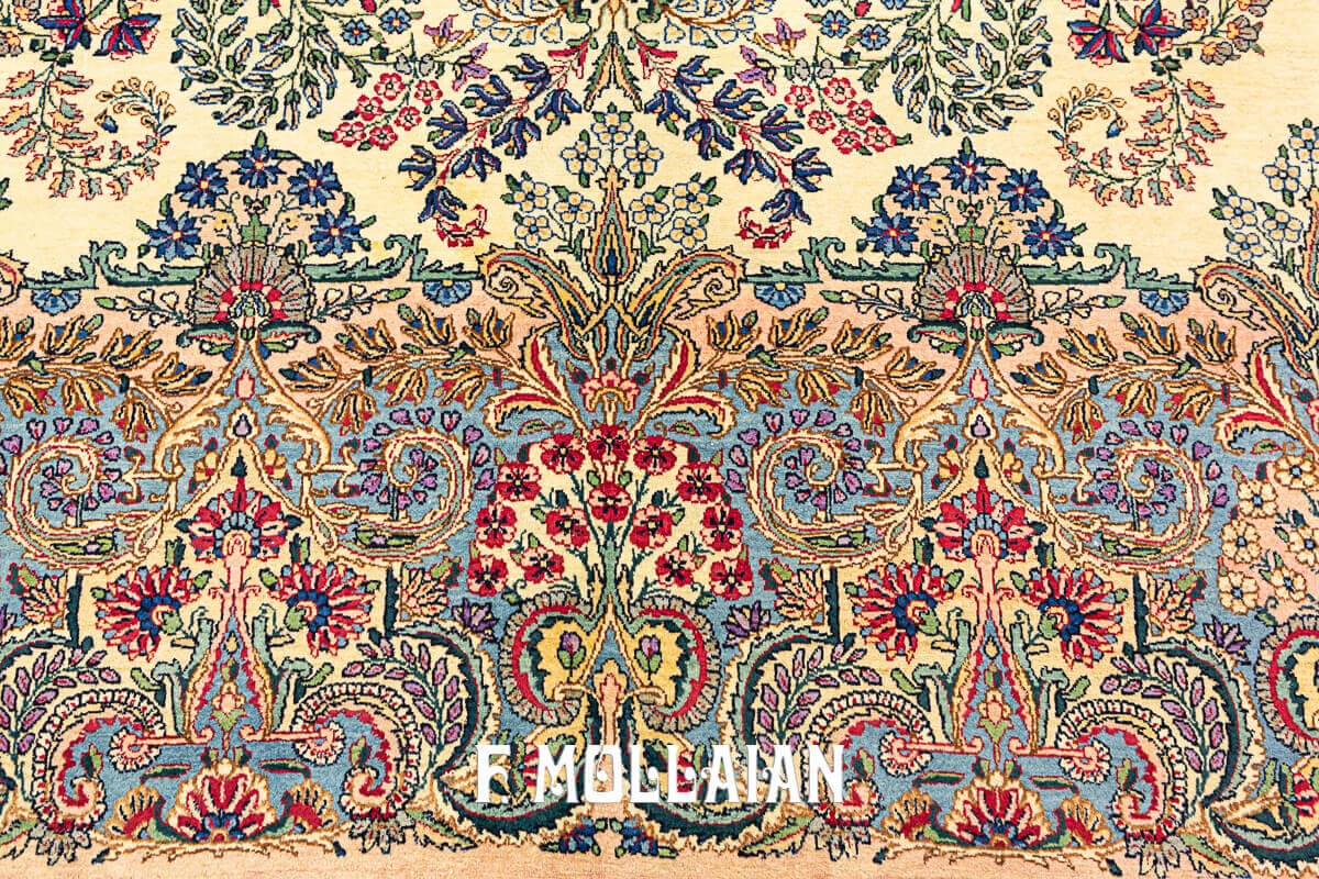 Tappeto Grade Kerman Persiano Antico con Disegno Floreale n°:76421505